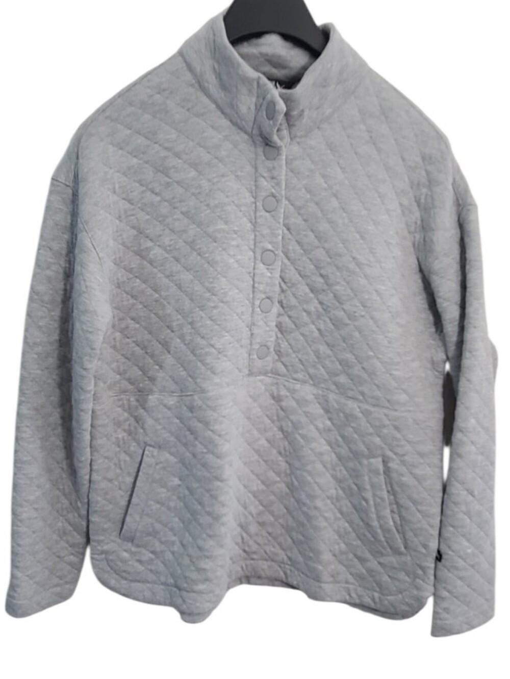 Eddie Bauer Women’s XL Gray Quilted Snap Pullover Sweatshirt High Neck